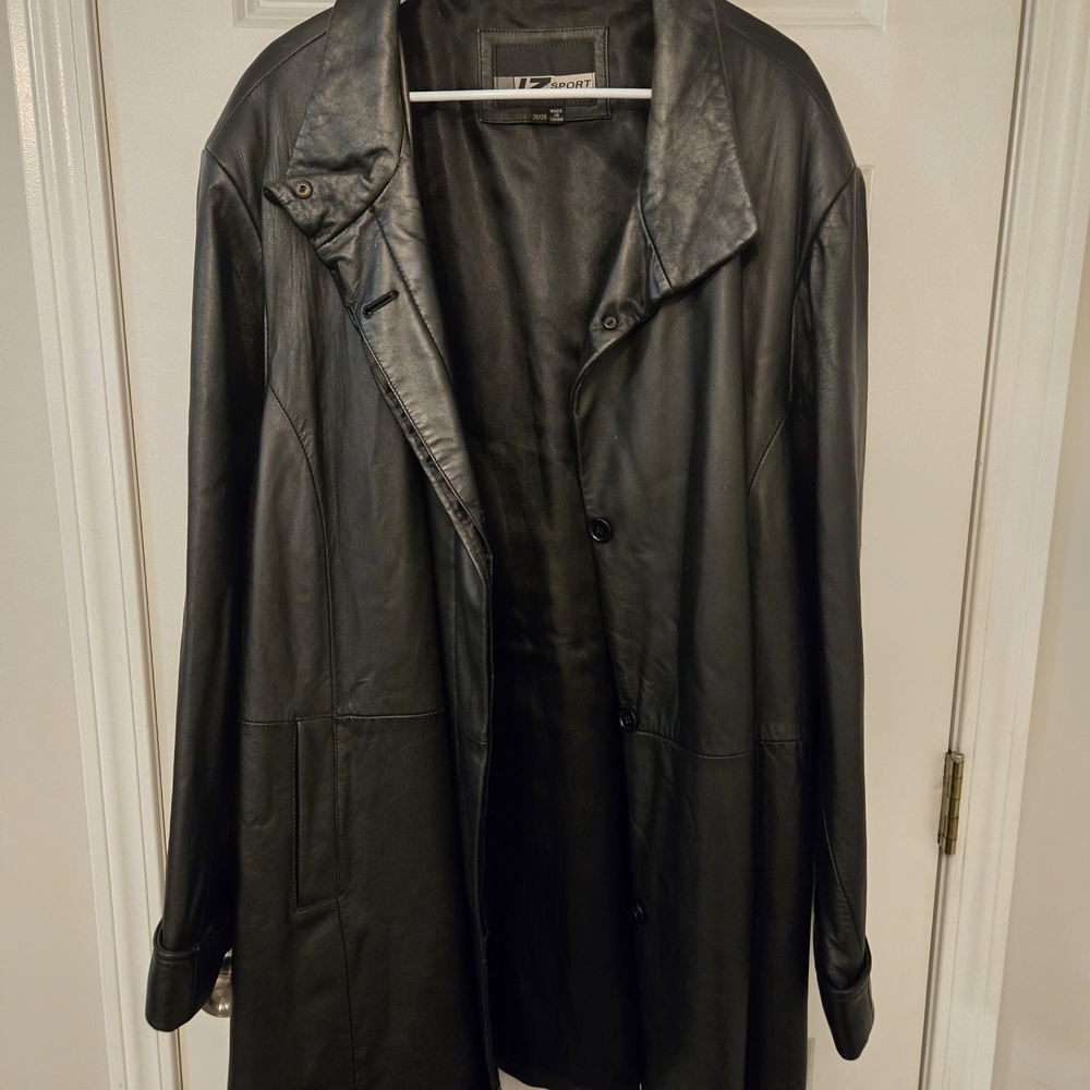Sleek Black Leather Trench Coat for Women